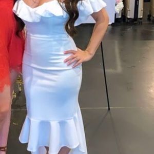 Dresses - White dress tight corset looking back Dresses - White dress tight corset looking back